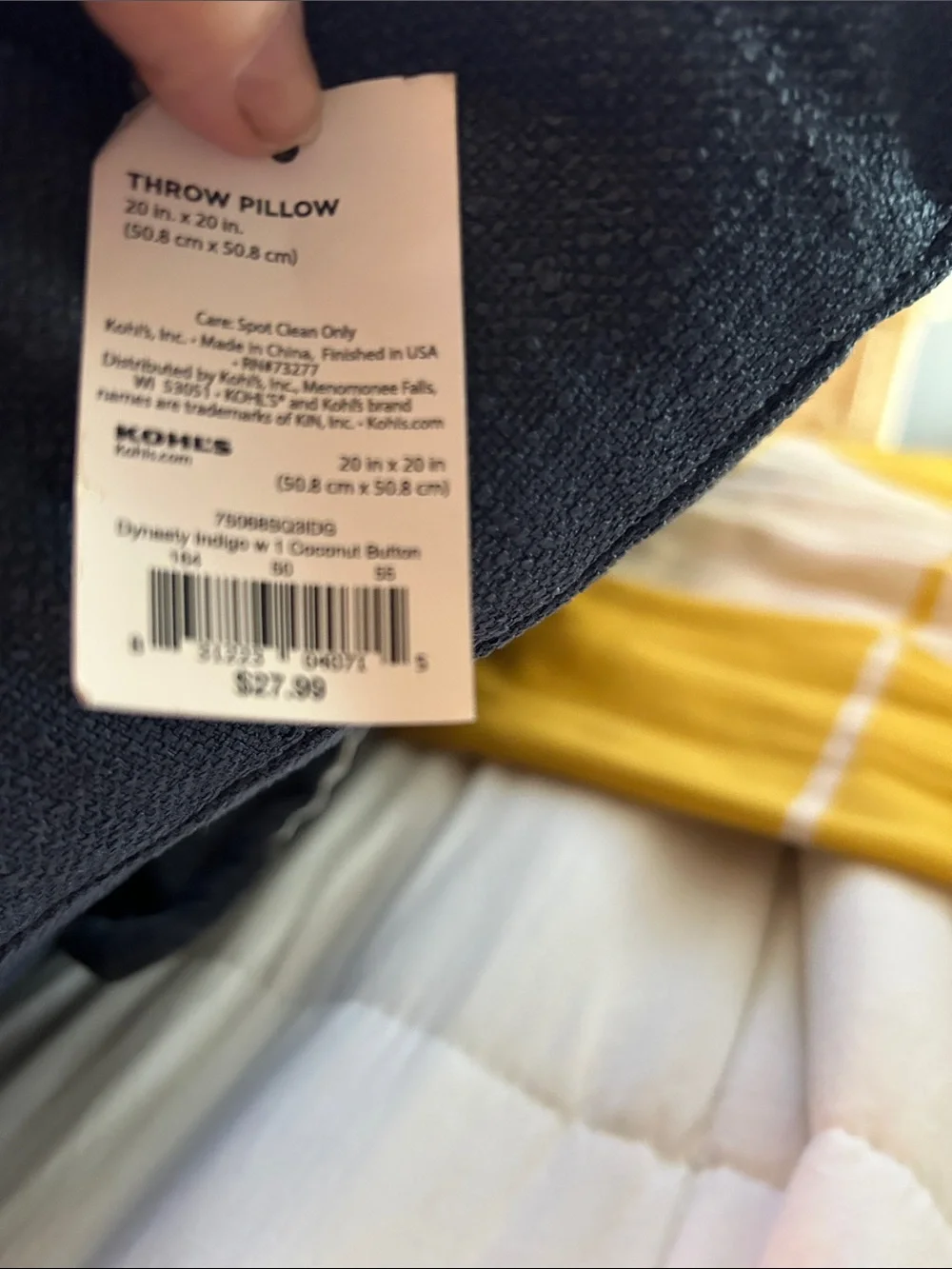 Sonoma Navy Textured Accent Pillow NWT